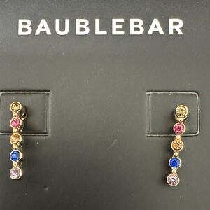 BaubleBar Gold Multicolor Linear Crystal Drop Earrings - NWT